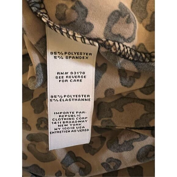 Carmen Marc Valvo 1X Leopard Print 3/4 Sleee Top Brown Tan Ruched Elevated Basic - Picture 11 of 11